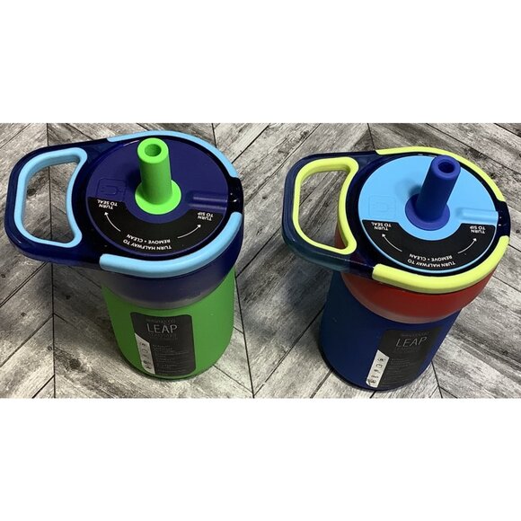 2 BruMate Leap Kids Tumbler 100% Leakproof 12 Oz Handle Blue Red Green Straw - Picture 3 of 4